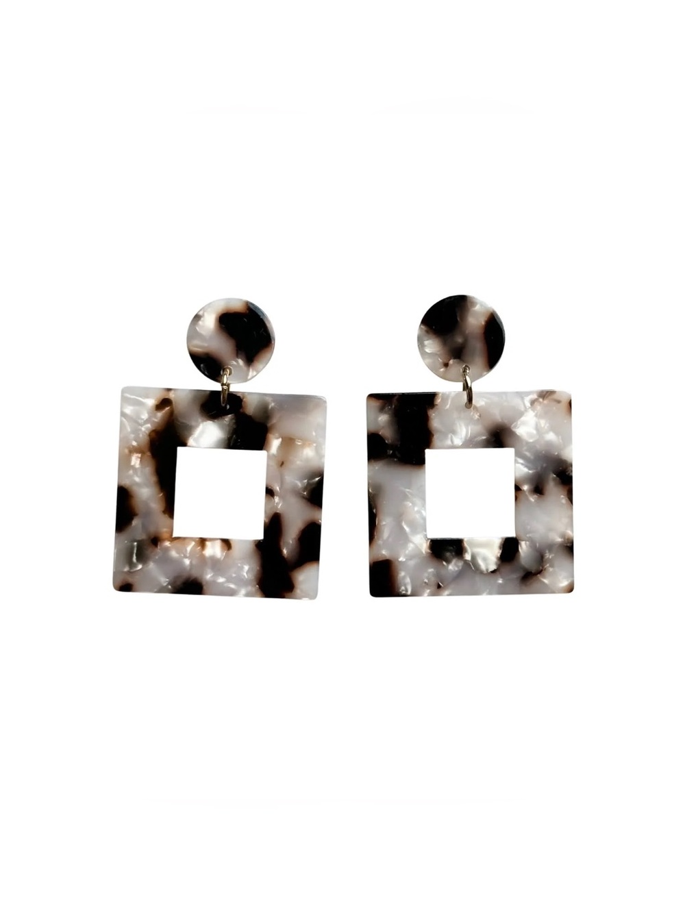 Closet Rehab Small Open Square Drop Earrings - Pearly Tortoise